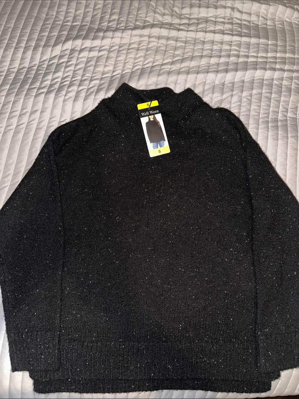 Well Worn Men's Black Flecked Turtleneck Sweater